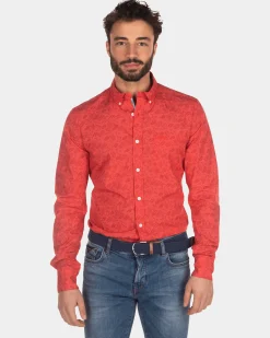 NZA New Zealand Auckland Katoenen overhemd met print rood -