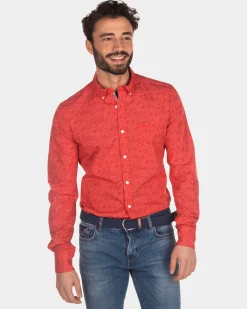 NZA New Zealand Auckland Katoenen overhemd met print rood -