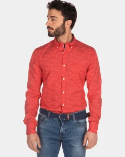 NZA New Zealand Auckland Katoenen overhemd met print rood -