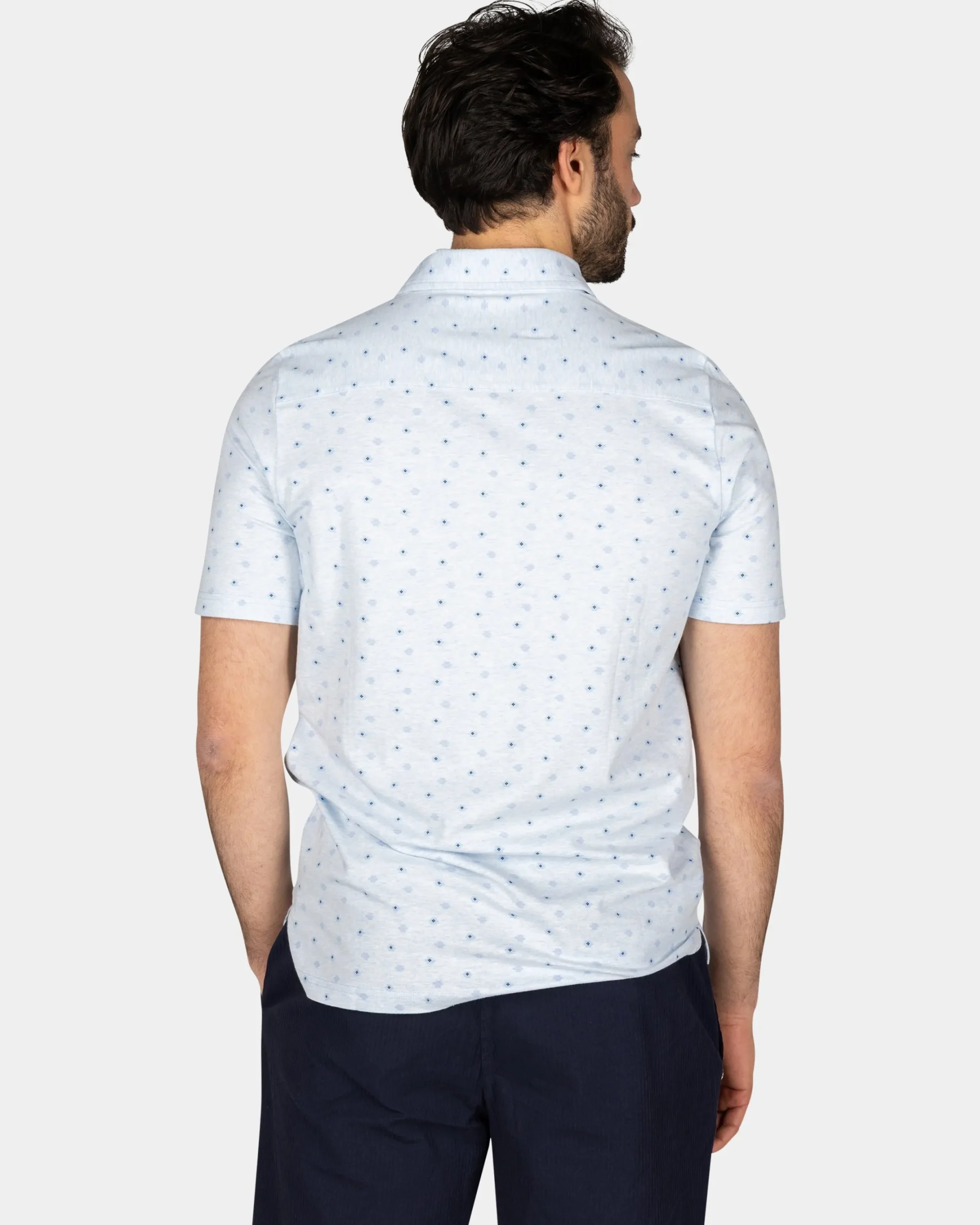 NZA New Zealand Auckland Katoenen pastelblauwe polo met kleine stippen