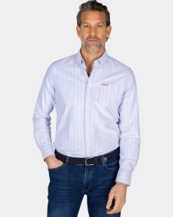 NZA New Zealand Auckland Lichtblauw gestreept overhemd