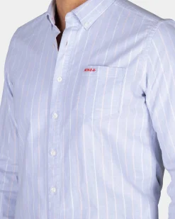 NZA New Zealand Auckland Lichtblauw gestreept overhemd