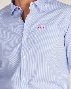 NZA New Zealand Auckland Lichtblauw katoenen overhemd met lange mouwen -