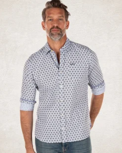 NZA New Zealand Auckland Lichtblauw katoenen overhemd met print