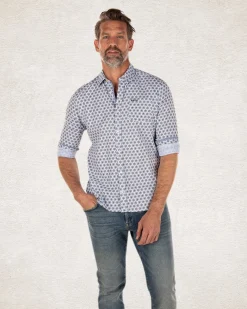 NZA New Zealand Auckland Lichtblauw katoenen overhemd met print