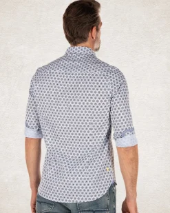 NZA New Zealand Auckland Lichtblauw katoenen overhemd met print