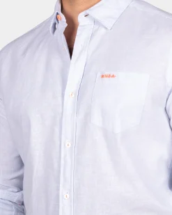 NZA New Zealand Auckland Lichtblauw linnen overhemd met stretch -