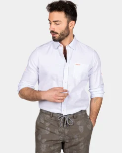 NZA New Zealand Auckland Lichtblauw linnen overhemd met stretch -