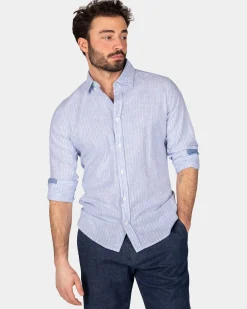 NZA New Zealand Auckland Lichtblauw linnen overhemd -