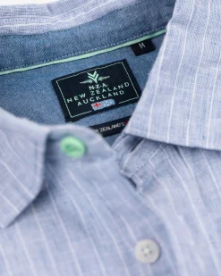 NZA New Zealand Auckland Lichtblauw linnen overhemd -