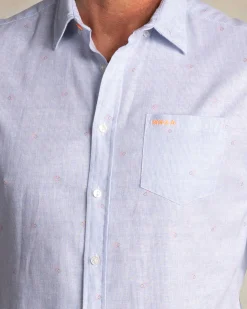 NZA New Zealand Auckland Lichtblauw overhemd van katoen en linnen