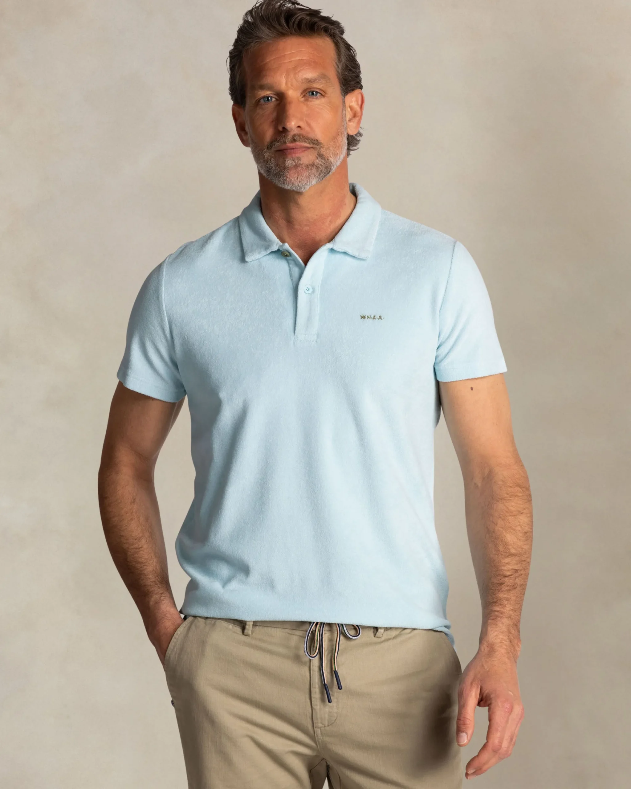 NZA New Zealand Auckland Lichtblauwe badstof polo