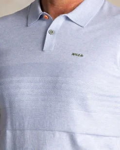 NZA New Zealand Auckland Lichtblauwe gebreide polo van katoen