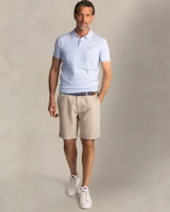 NZA New Zealand Auckland Lichtblauwe gebreide polo van katoen