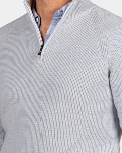 NZA New Zealand Auckland Lichtblauwe gebreide trui met halve rits -