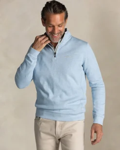 NZA New Zealand Auckland Lichtblauwe katoenen trui met halve rits