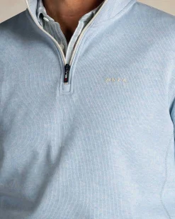 NZA New Zealand Auckland Lichtblauwe katoenen trui met halve rits