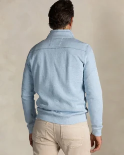 NZA New Zealand Auckland Lichtblauwe katoenen trui met halve rits