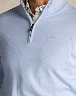 NZA New Zealand Auckland Lichtblauwe katoenen trui met halve rits