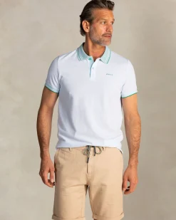 NZA New Zealand Auckland Lichtblauwe polo met gestreepte kraag