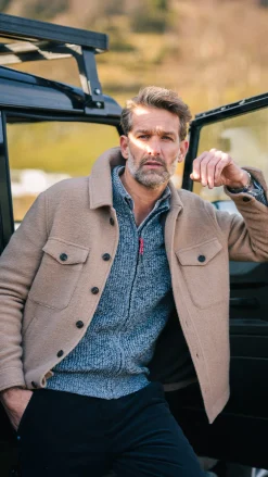 NZA New Zealand Auckland Lichtbruine korte wollen jas -