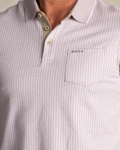 NZA New Zealand Auckland Lichtbruine polo met kleine witte streep