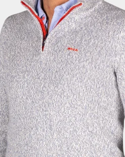 NZA New Zealand Auckland Lichtgrijze pullover met halve rits -