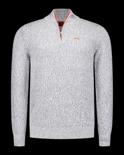 NZA New Zealand Auckland Lichtgrijze pullover met halve rits -