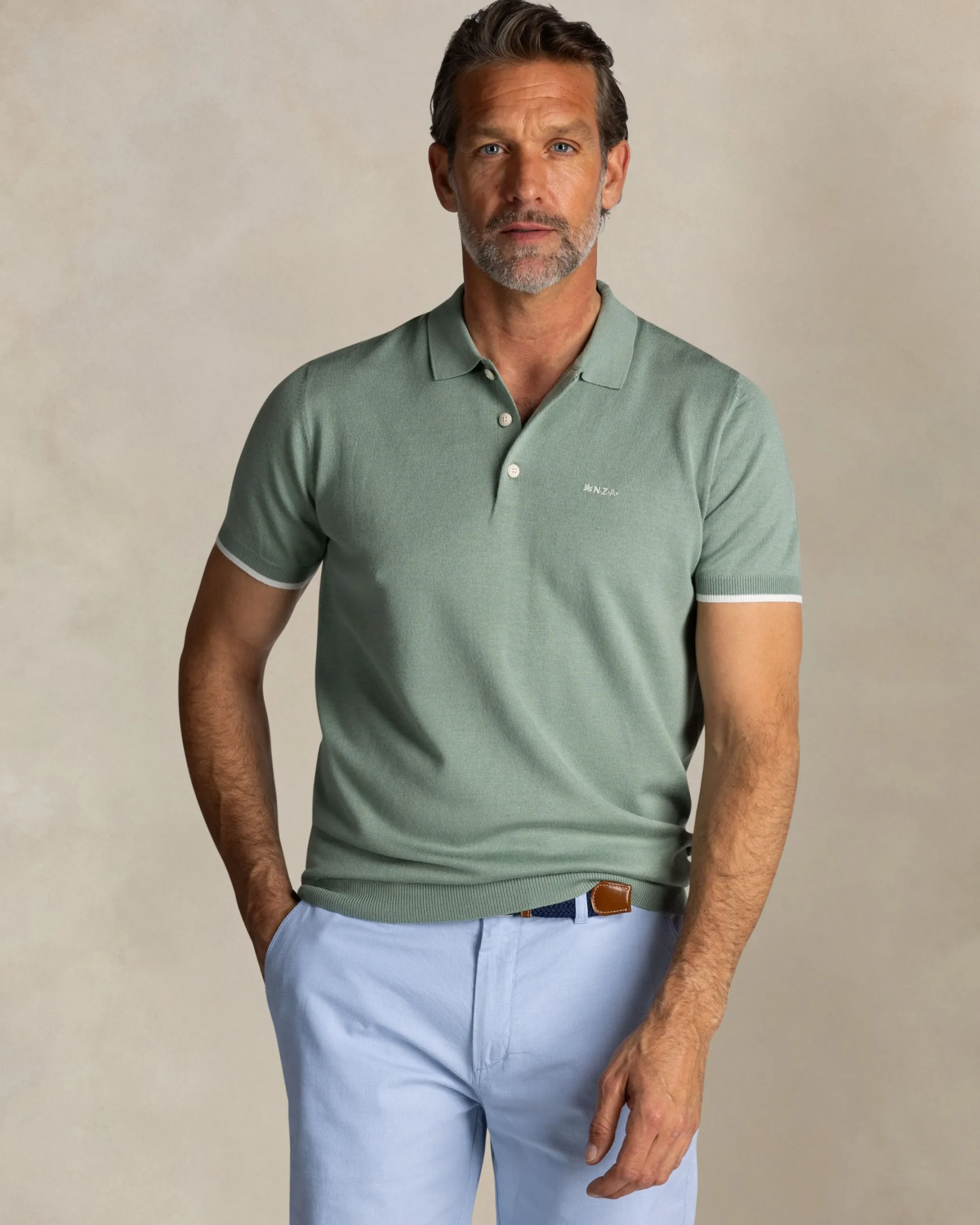 NZA New Zealand Auckland Lichtgroene gebreide polo
