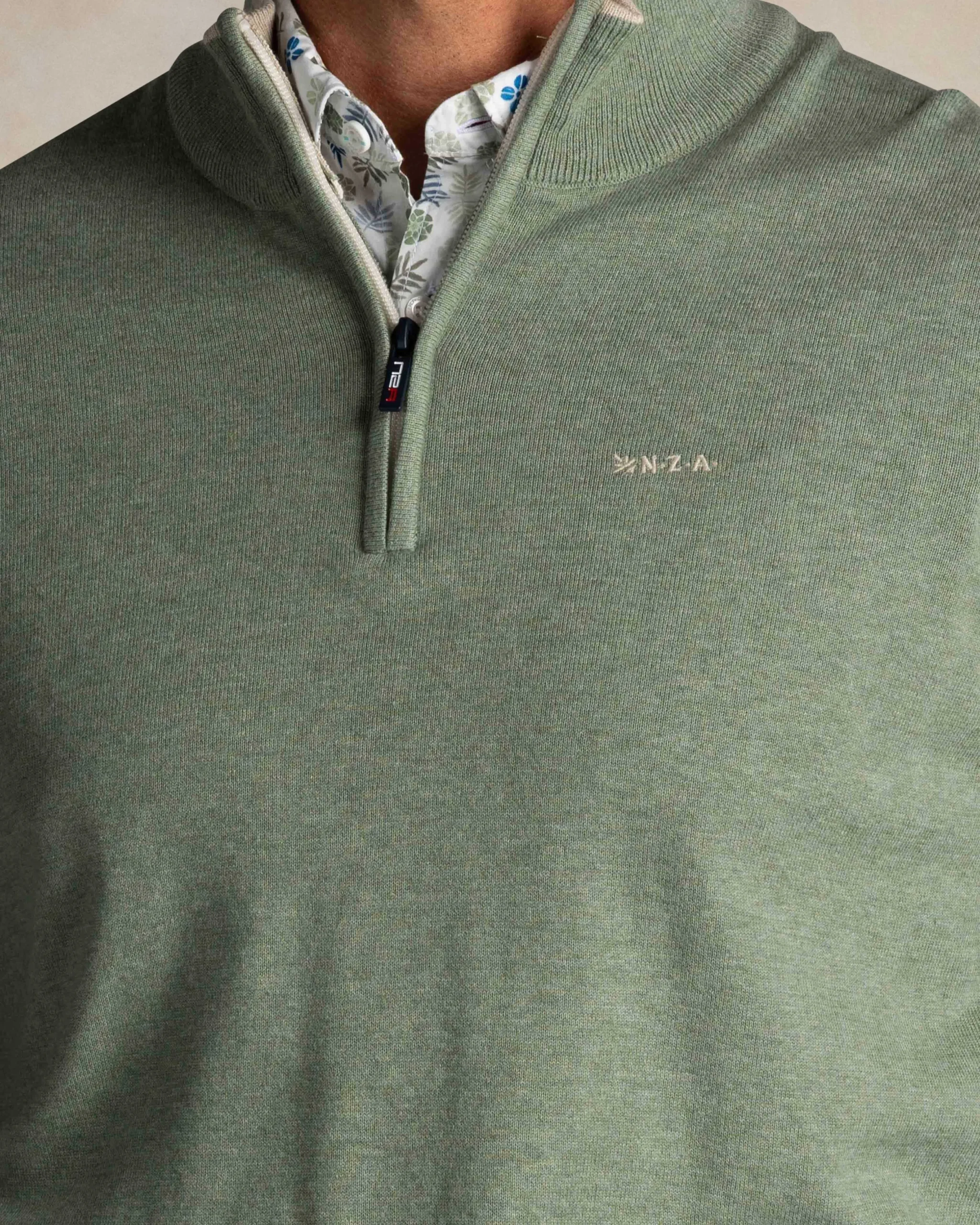 NZA New Zealand Auckland Lichtgroene katoenen half zip