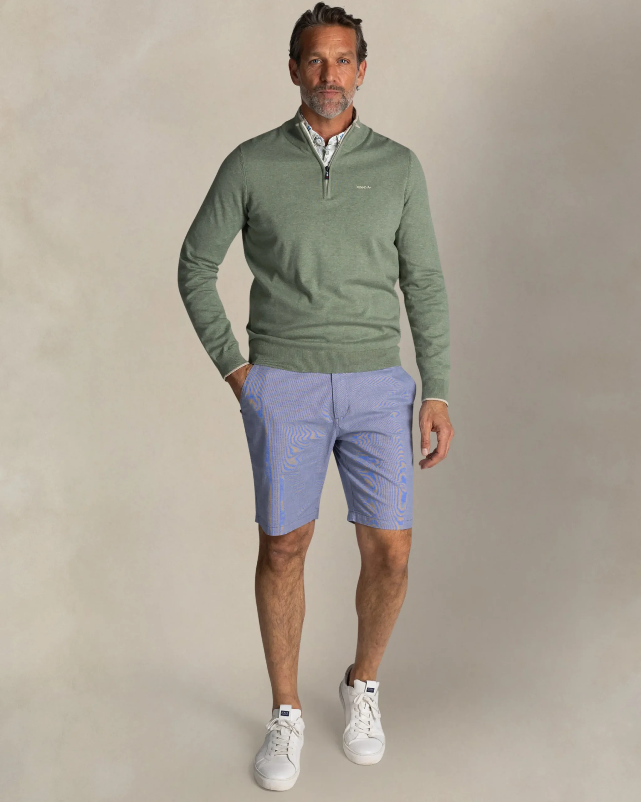 NZA New Zealand Auckland Lichtgroene katoenen half zip