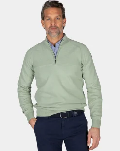 NZA New Zealand Auckland Lichtgroene katoenen trui met halve rits