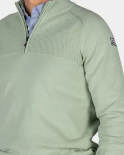 NZA New Zealand Auckland Lichtgroene katoenen trui met halve rits