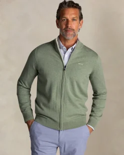 NZA New Zealand Auckland Lichtgroene katoenen trui met halve rits