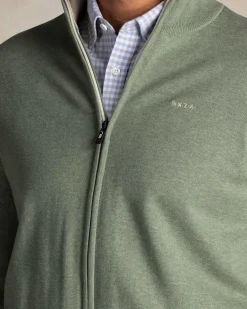 NZA New Zealand Auckland Lichtgroene katoenen trui met halve rits