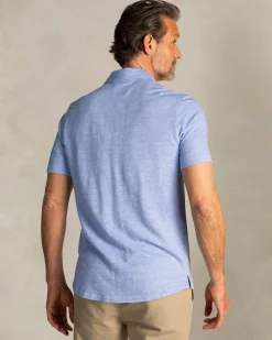 NZA New Zealand Auckland Linnen blauw overhemd met korte mouw