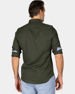 NZA New Zealand Auckland Linnen donkergroen overhemd met lange mouw