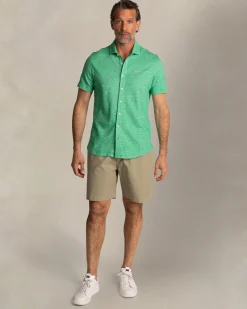 NZA New Zealand Auckland Linnen groen overhemd met korte mouw