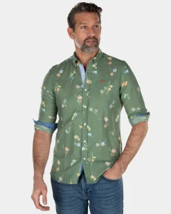 NZA New Zealand Auckland Linnen katoenen overhemd met bloemenprint -