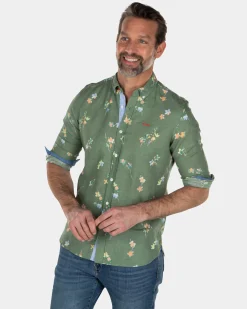 NZA New Zealand Auckland Linnen katoenen overhemd met bloemenprint -