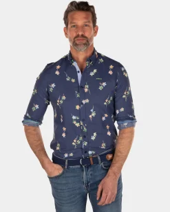 NZA New Zealand Auckland Linnen katoenen overhemd met bloemenprint -