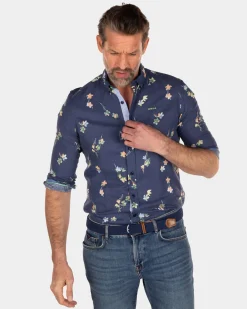 NZA New Zealand Auckland Linnen katoenen overhemd met bloemenprint -