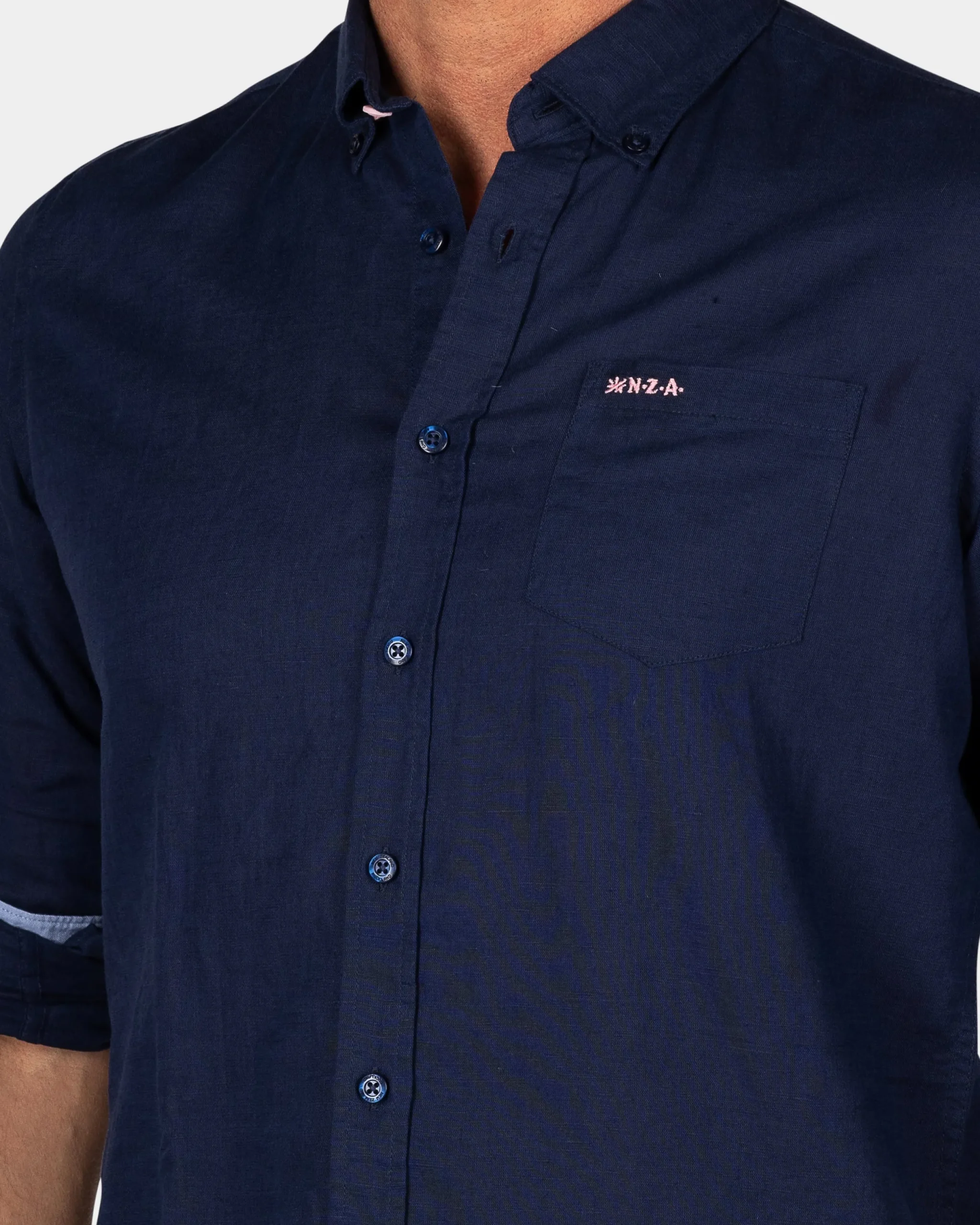 NZA New Zealand Auckland Linnen navy overhemd met lange mouw