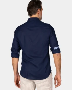 NZA New Zealand Auckland Linnen navy overhemd met lange mouw