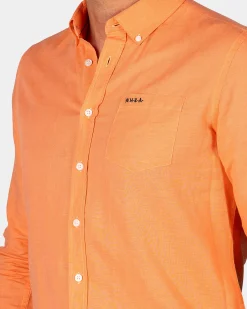 NZA New Zealand Auckland Linnen oranje overhemd met lange mouw