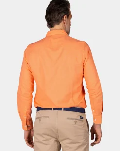 NZA New Zealand Auckland Linnen oranje overhemd met lange mouw