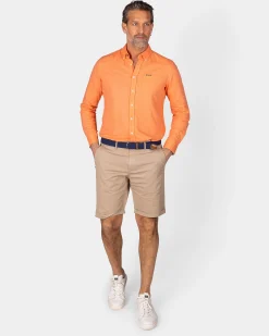 NZA New Zealand Auckland Linnen oranje overhemd met lange mouw