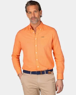 NZA New Zealand Auckland Linnen oranje overhemd met lange mouw