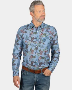 NZA New Zealand Auckland Linnen overhemd met print North Mavora -