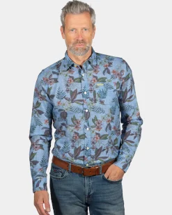 NZA New Zealand Auckland Linnen overhemd met print North Mavora -